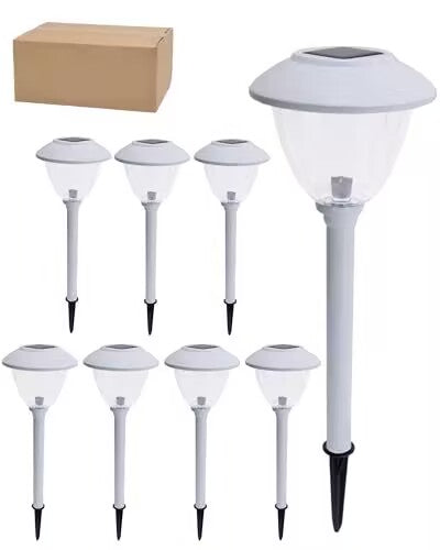 Lighteme 8 Pack Solar Pathway LED Lights Outdoor-Stainless Steel 15 Lumen