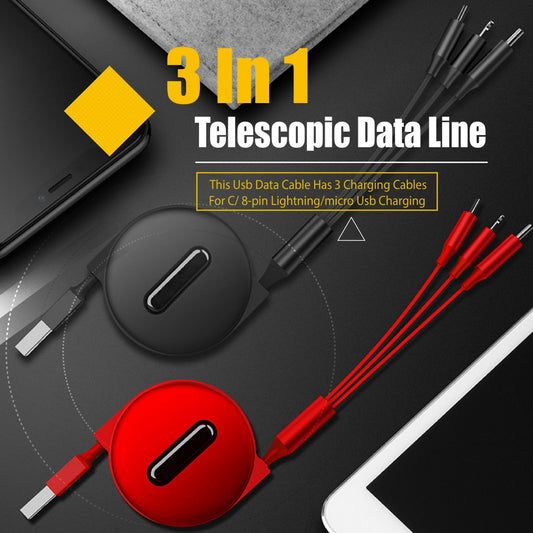Lighteme 3 In 1 Telescopic Data Line (4 Colors)