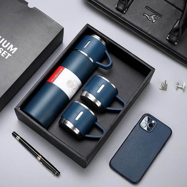 Lighteme Edelstahl-Vakuum-Thermo-Reiseflasche und Becher-Set