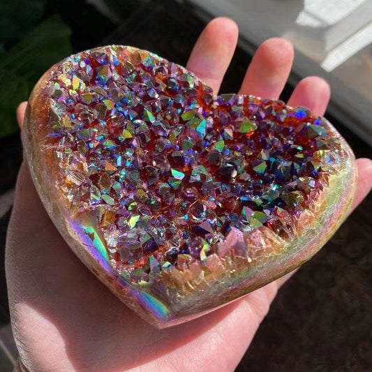Lighteme Angel Aura Herzförmiger Regenbogen-Kristallcluster