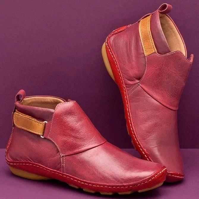 Ihrtrade Women Casual Comfy Daily Adjustable Soft Leather Booties