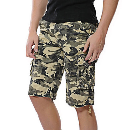 Lighteme Herren-Shorts, lockere, lässige Camouflage-Cargo-Shorts mit mehreren Taschen, Wandershorts