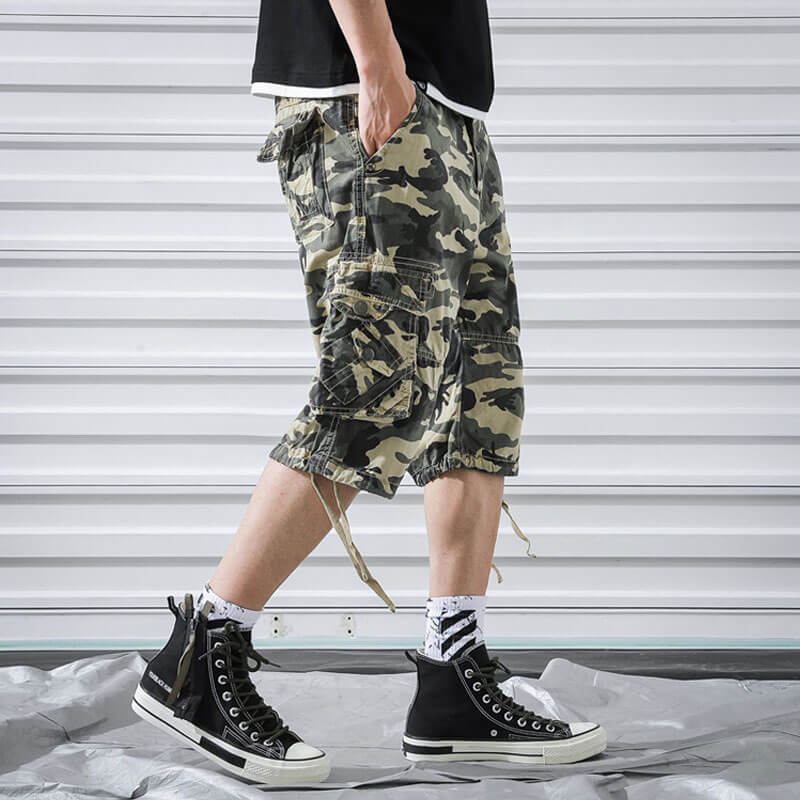 Lighteme Herren-Shorts, lockere, lässige Camouflage-Cargo-Shorts mit mehreren Taschen, Wandershorts