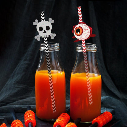 Lot de 24 pailles en papier Halloween Horror Lighteme