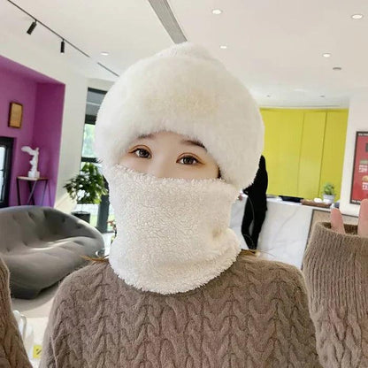 Lighteme Damen-Kombination aus Beanie und Schal mit Wackelkopfmuster