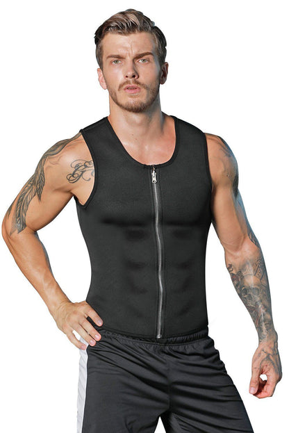 Gilet de sauna zippé d'entraînement à la taille pour hommes Lighteme - Brûlez les graisses rapidement !