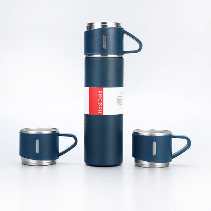 Lighteme Edelstahl-Vakuum-Thermo-Reiseflasche und Becher-Set
