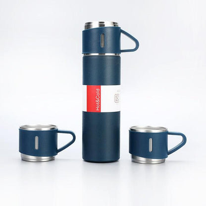 Lighteme Edelstahl-Vakuum-Thermo-Reiseflasche und Becher-Set