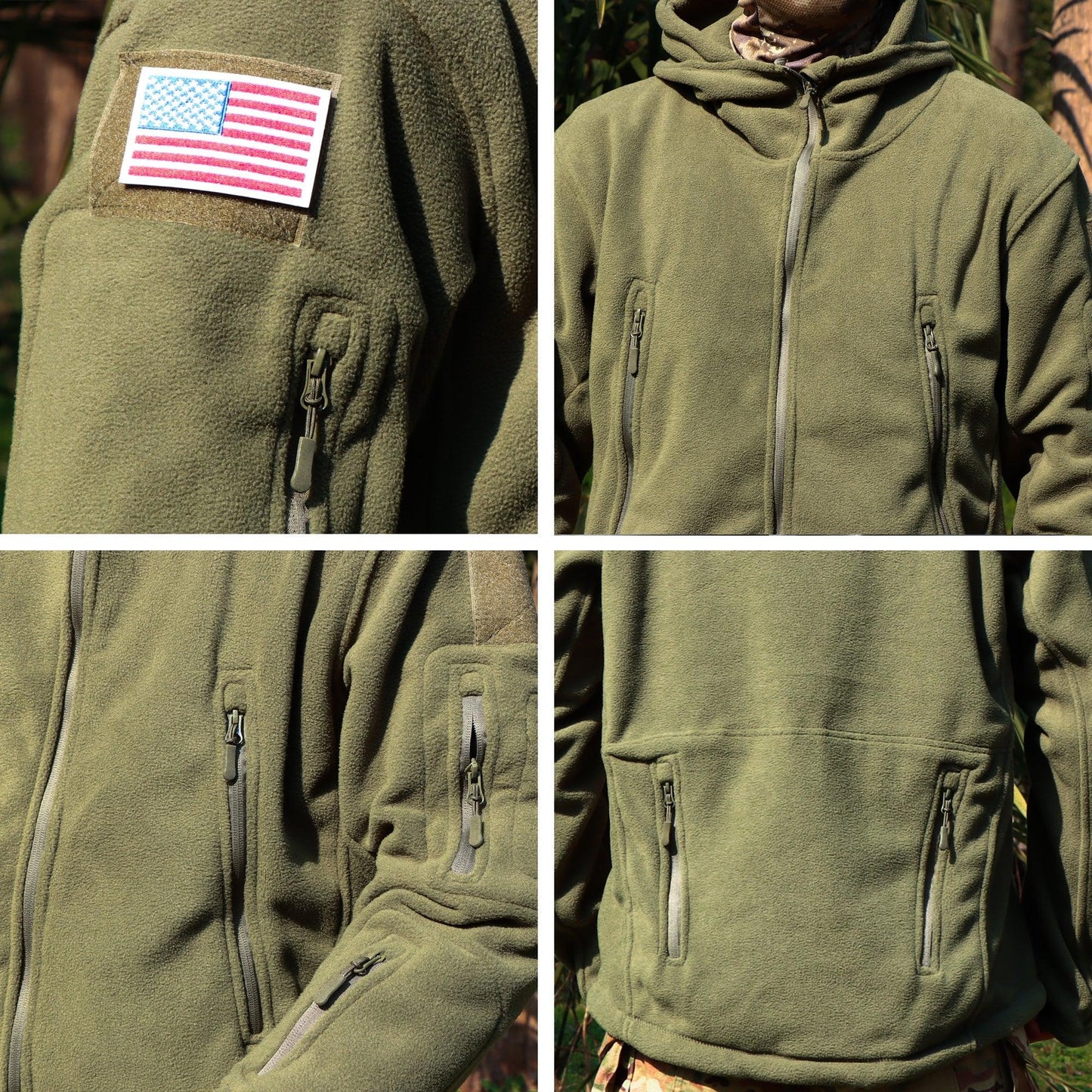 Lighteme Warmer Fleece-Mantel mit Kapuze für taktische Militärjacke