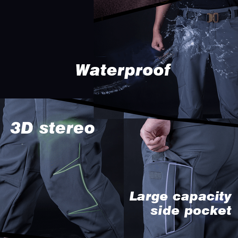 Lighteme Softshell wasserdichte taktische Hose für den Winter Schwarz