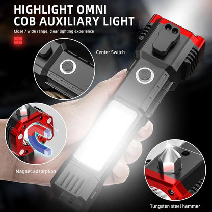 Lighteme Superhelle LED-Taschenlampe mit Sicherheitshammer