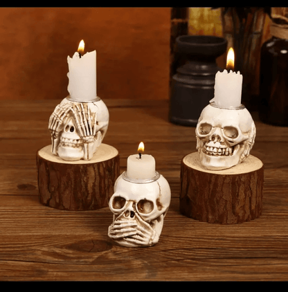Ensemble de 3 bougeoirs en forme de crâne d'Halloween Lighteme