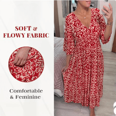 Lighteme – Maxikleid mit V-Ausschnitt und Boho-Print