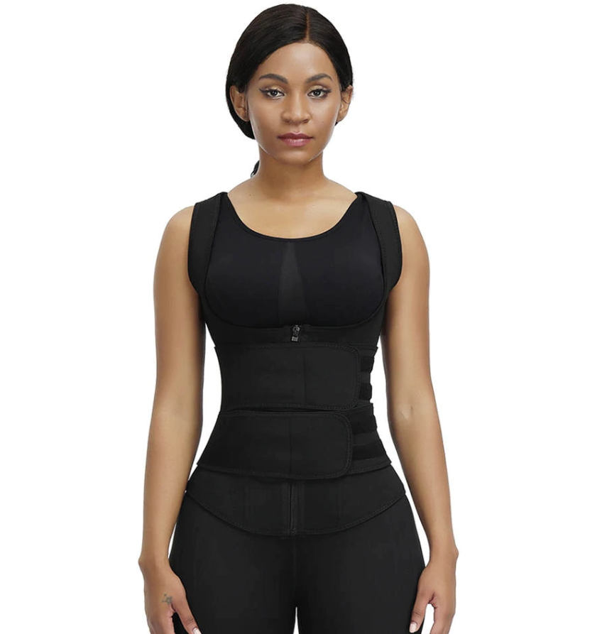 Gilet d'entraînement à la taille Lighteme Premium - Sangles de compression à double velcro avec fermeture éclair de soutien !