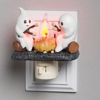 Veilleuse scintillante en forme de feu de camp fantôme d'Halloween Lighteme