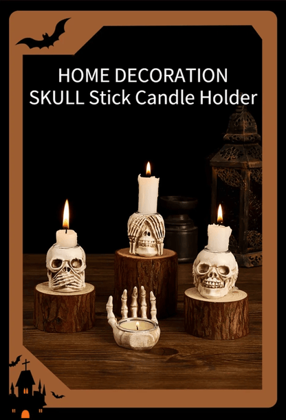 Ensemble de 3 bougeoirs en forme de crâne d'Halloween Lighteme