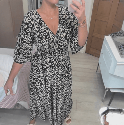 Lighteme – Maxikleid mit V-Ausschnitt und Boho-Print