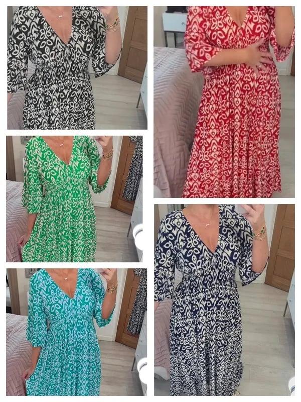 Lighteme – Maxikleid mit V-Ausschnitt und Boho-Print