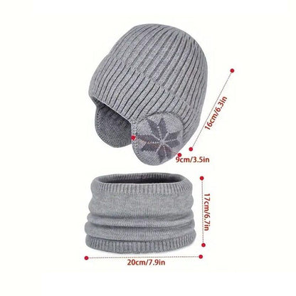 Bonnet chauffant Lighteme pour l'hiver, bonnet, écharpe, ensemble bonnet en tricot chaud