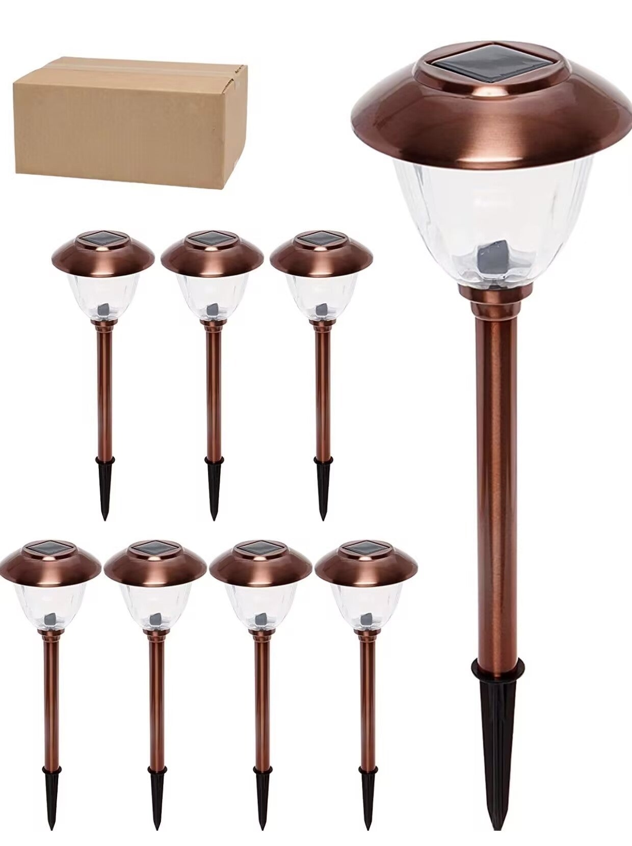 Lighteme 8 Pack Solar Pathway LED Lights Outdoor-Stainless Steel 15 Lumen
