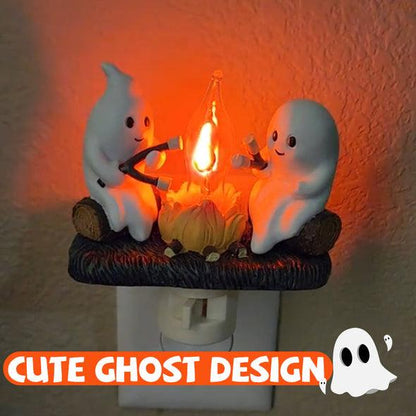 Veilleuse scintillante en forme de feu de camp fantôme d'Halloween Lighteme