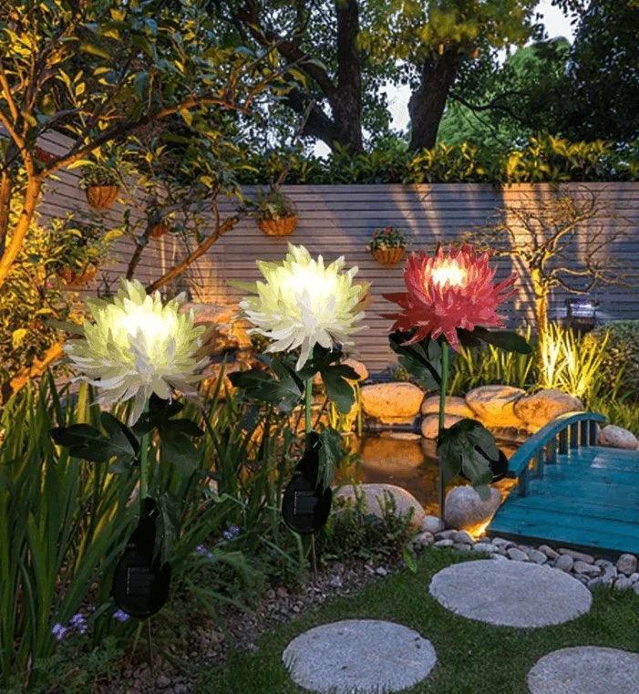 Lampe solaire de jardin Lighteme Chrysanthemum LED