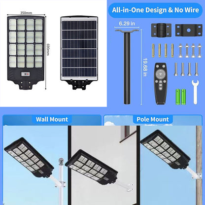 Lighteme 3000W Solar-Straßenlaterne, 180000 Lumen Dämmerung bis Morgengrauen Straßenlaternen Solarbetriebener Bewegungssensor