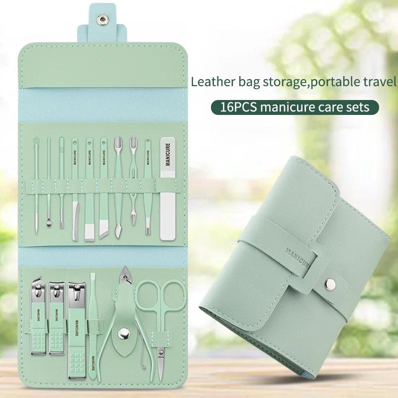 Lighteme Lot de 12 à 16 coupe-ongles en acier inoxydable avec sac pliable