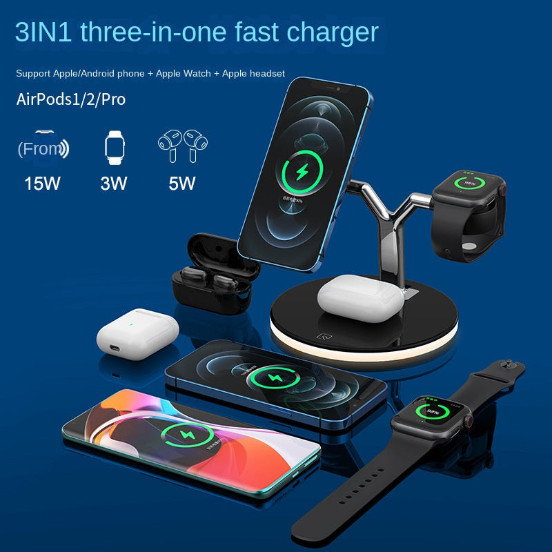 Lighteme Magnetic Mobile Phone 3 in 1 Wireless Charger