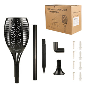 Lighteme Solar-LED-Flammenlampe, Rasenflamme, flackernde Fackel, Feuer im Freien, 96 LED-Leuchten, 4er-Pack