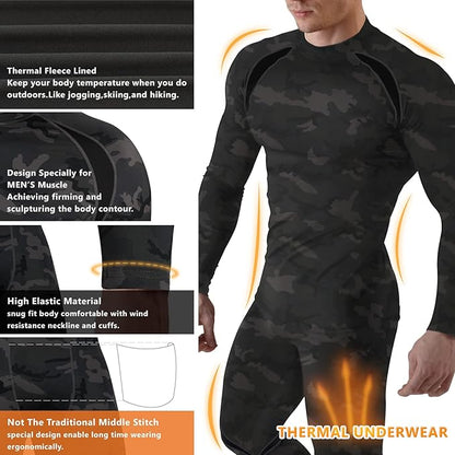 Ensemble de sous-vêtements thermiques tactiques camouflage pour hommes Lighteme
