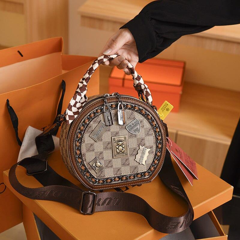 Lighteme Damen Lederhandtasche - Retro Leder Umhängetasche