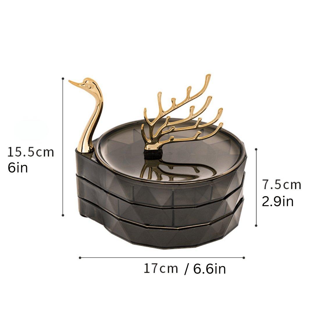 Boîte de rangement pour bijoux en forme de cygne Lighteme - Organisez vos bijoux avec style !