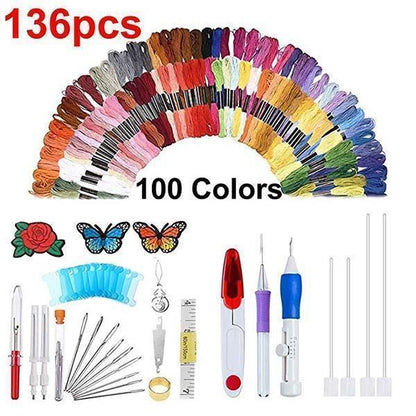 Lighteme Rainbow Color Embroidery Threading Tool 136 Sets