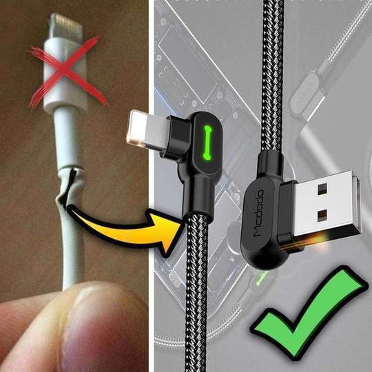 Ihrtrade Titan Unbreakable 90 Degree Plug Fast Charging Cable (3 Colors & 4 Sizes) | Colored Contact Lenses