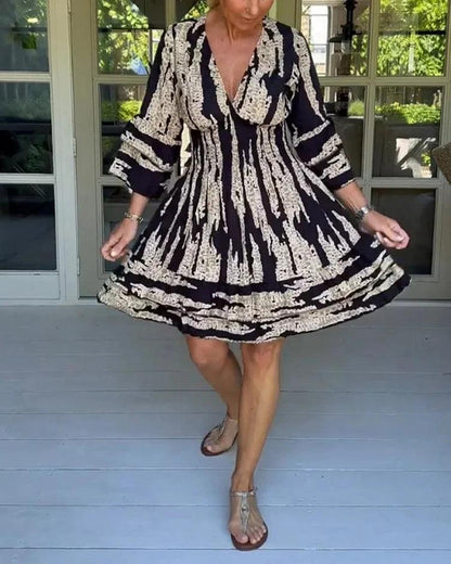 Lighteme Maxikleid im Bohemian-Stil mit V-Ausschnitt