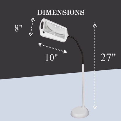 Lighteme 8X10 - Lampe loupe pleine page - Loupe mains libres avec lumière LED brillante pour la lecture - Col de cygne flexible pour maintenir la position 