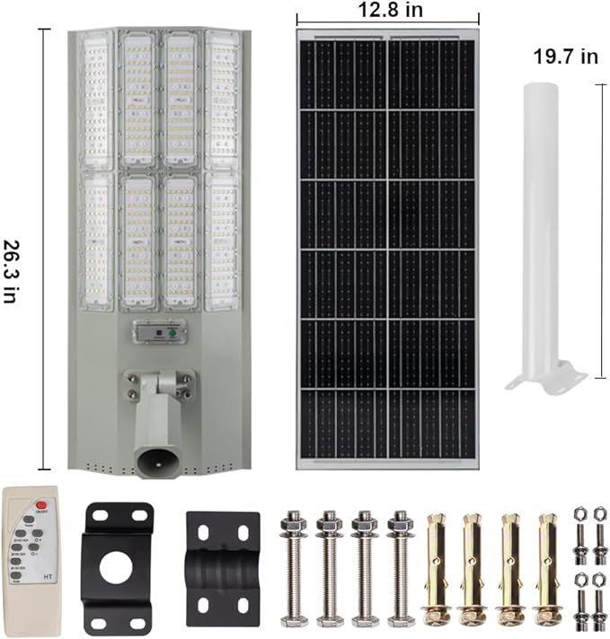 Lighteme 8000 W Solar-Straßenlaternen mit Aluminiumrahmen, Bewegungsmelder für den Außenbereich, Dämmerung bis Morgengrauen, 200.000 lm, mit Fernbedienung