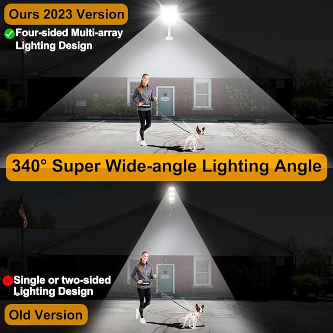 Lighteme 8000 W Solar-Straßenlaternen mit Aluminiumrahmen, Bewegungsmelder für den Außenbereich, Dämmerung bis Morgengrauen, 200.000 lm, mit Fernbedienung