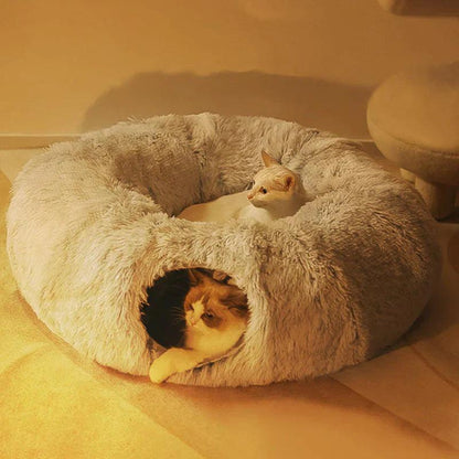 Lighteme 2-in-1 rundes Katzenbett und Tunnelspielzeug