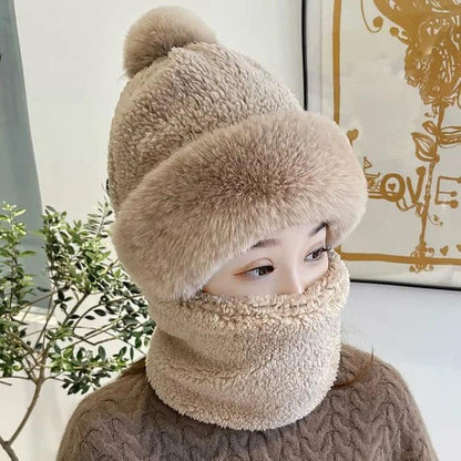 Lighteme Damen-Kombination aus Beanie und Schal mit Wackelkopfmuster