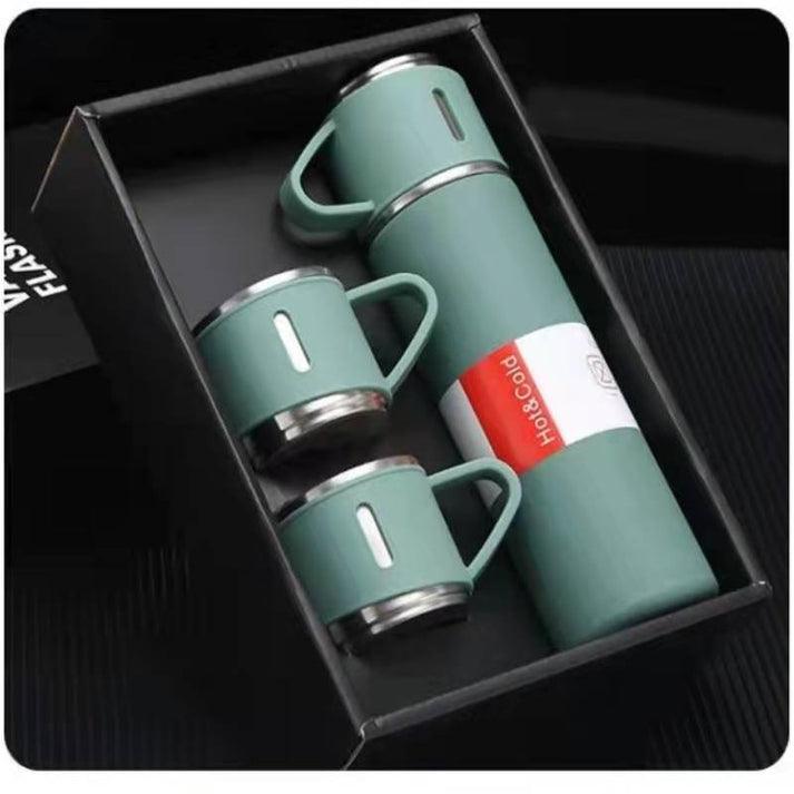 Lighteme Edelstahl-Vakuum-Thermo-Reiseflasche und Becher-Set