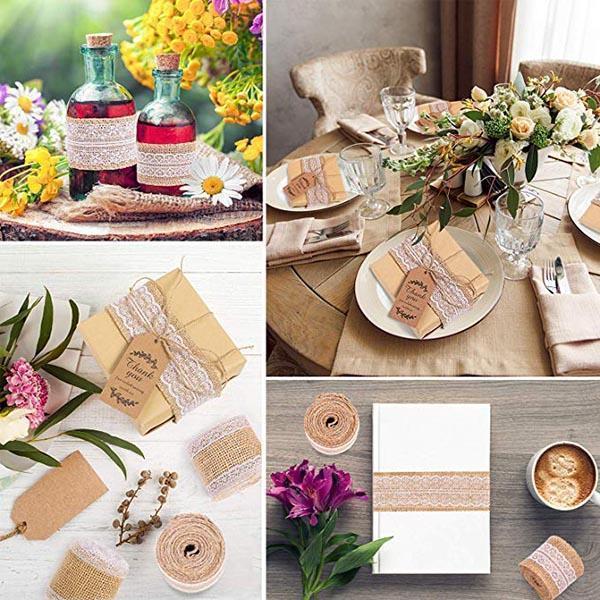 Lighteme Natural Burlap Lace Craft Ribbon Roll (6 types)