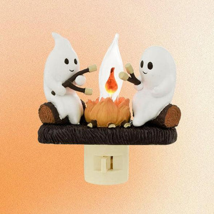 Veilleuse scintillante en forme de feu de camp fantôme d'Halloween Lighteme