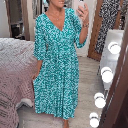 Lighteme – Maxikleid mit V-Ausschnitt und Boho-Print