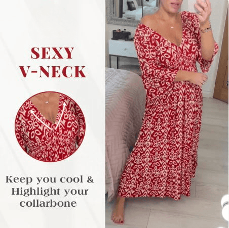 Lighteme – Maxikleid mit V-Ausschnitt und Boho-Print