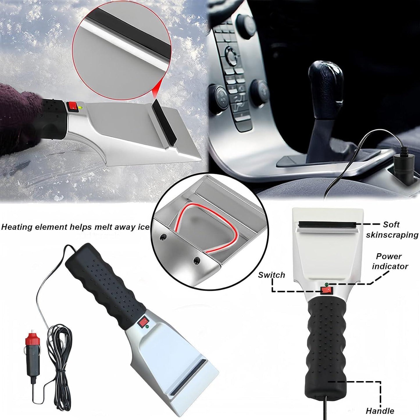 Lighteme Auto beheizter Schnee- und Eiskratzer