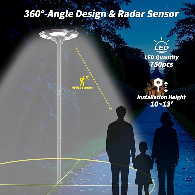 Lighteme 1500W Solar UFO Bewegungssensor All-in-One Solar-Gartenstraßenlaterne mit Fernbedienung