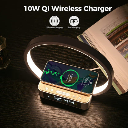 Lampe de bureau à LED avec chargeur sans fil pour téléphone portable Lighteme et réveil