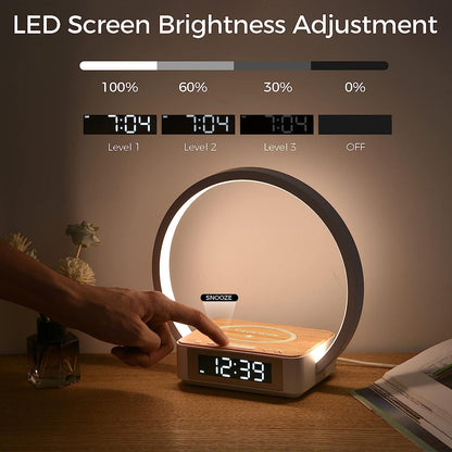 Lampe de bureau à LED avec chargeur sans fil pour téléphone portable Lighteme et réveil